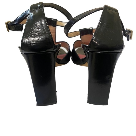 Kate Spade Lucinda T-Strap Black Patent Leather Chunky Heeled Sandal Size 5 - Picture 7 of 8